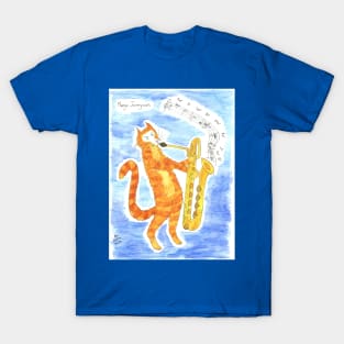 Cat Jazz saxophonist T-Shirt